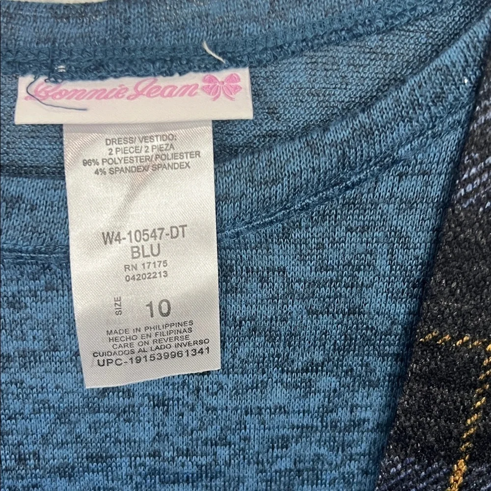 BONNIE JEAN navy blue & mustard plaid 2 piece dress with ruffle hem